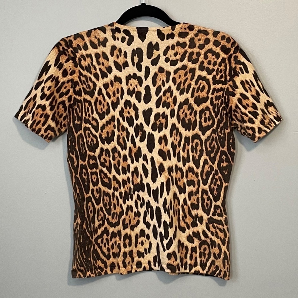 Vintage Leopard Print Neiman Marcus Cashmere Cardigan and T Shirt Twinset - Picture 5 of 7
